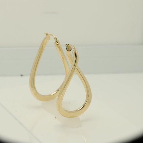 14k Swirl Hoops Earrings Italian 14k Gold Artistic twisted Shape Hoop (#10) - Picture 5 of 9